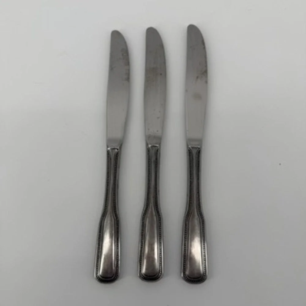 Salem Stainless 1776 Beaded Dinner Knives Set of 3‎ Japan Silverware 8.75 inch